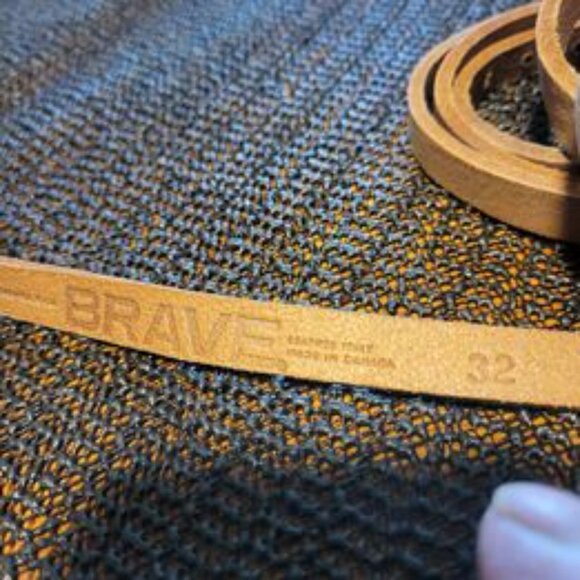 Say yes to big sweater weather! Super cute tan BRAVE Leather Skinny Belt. 32" - Picture 6 of 6